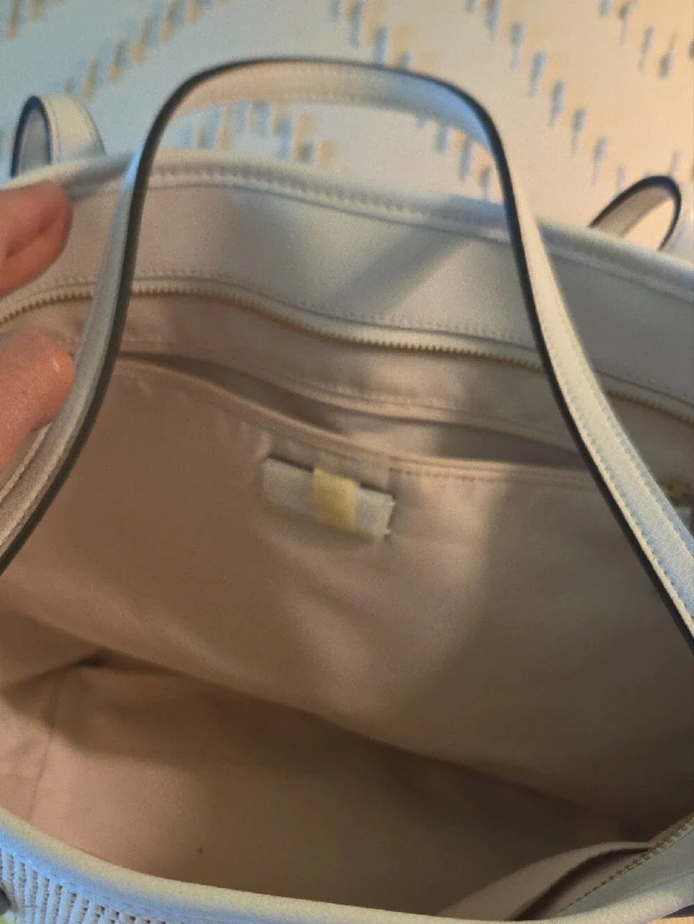 kate spade Cream Straw Tote with Yellow, Blue & Pink Floral Embroidery